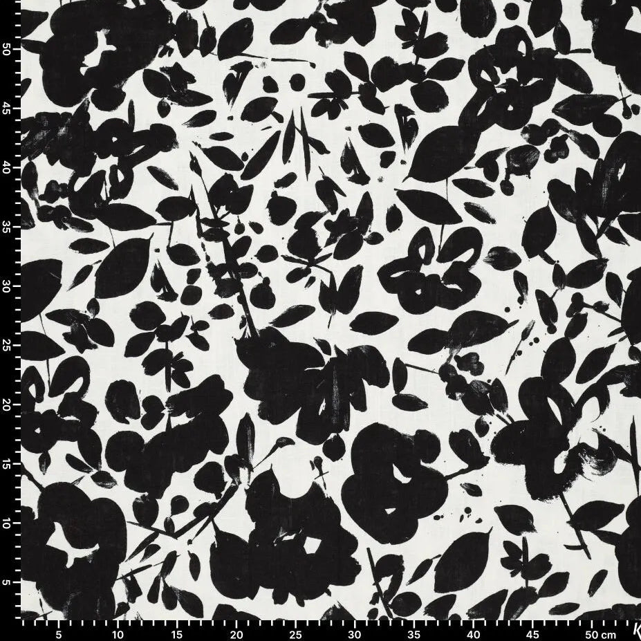 Lin et viscose - feuilles noires 180 g/m²