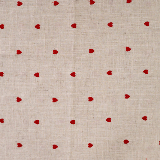 Tissu en lin et viscose, motif cœurs, 180 g/m² – disponible chez Šarlotes audumi