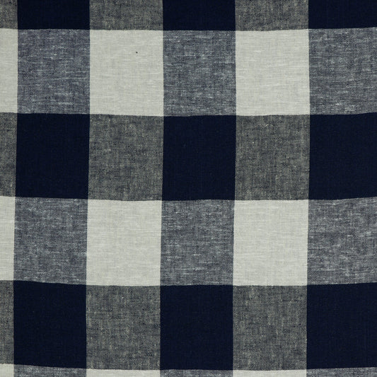 Lin et viscose - à carreaux bleu foncé 145 g/m²
