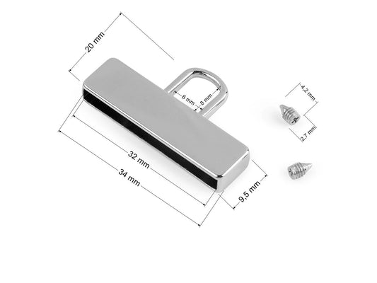 Image d’une attache de ruban/élastique en métal avec boucle 32 mm – disponible chez Šarlotes audumi