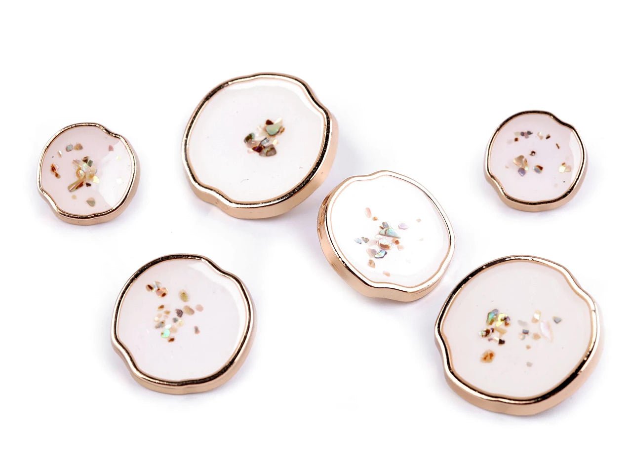 Metal shank buttons 15 mm - gold with glitter