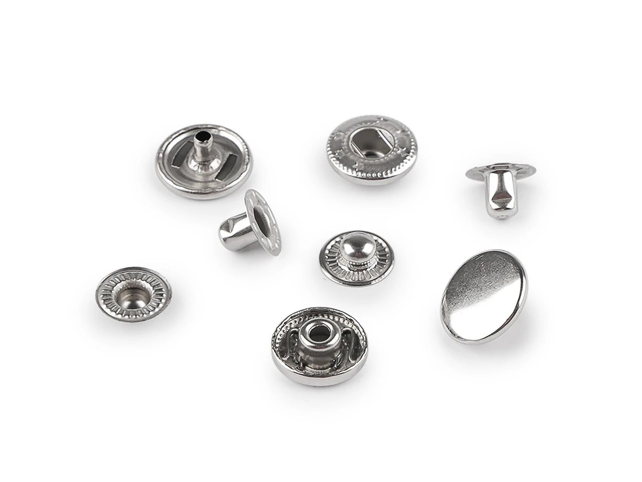 Metall-Druckknöpfe Ø15 mm aus Edelstahl | 50 Stk. – erhältlich bei Šarlotes audumi