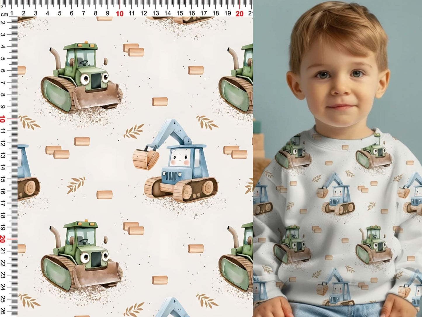 Attēls ar Minky flīss(gludais) - traktori 220 g/m² – pieejams Šarlotes audumi