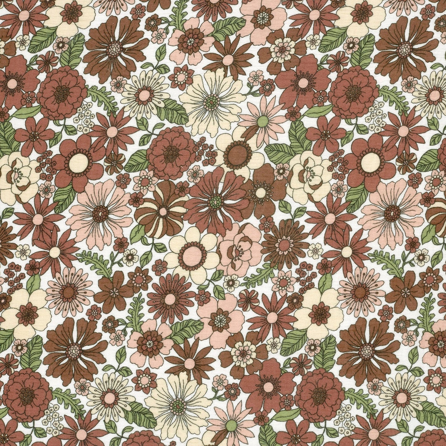 Image de mousseline - fleurs de différentes tailles 120 g/m² – disponible chez Šarlotes audumi