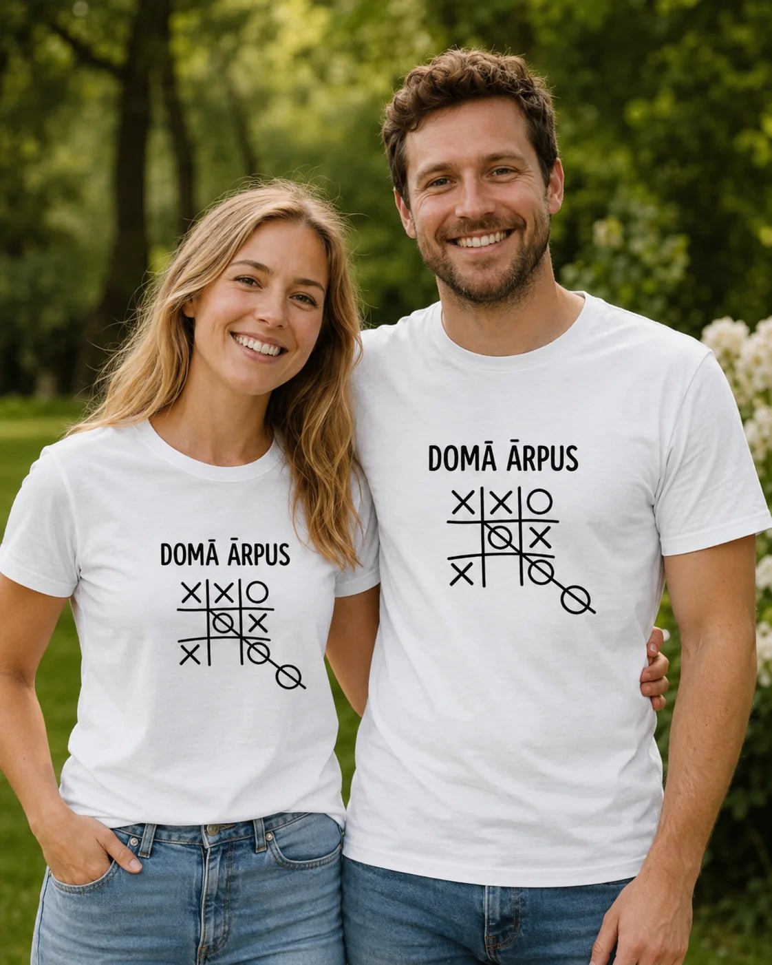 Bild von T-Shirt aus Bio-Baumwolle „Denk anders“ – online erhältlich bei Šarlotes audumi