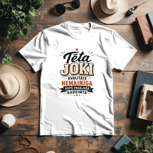 Attēls ar Organiskās kokvilnas T-krekls "Tēta joki" – pieejams internetā Šarlotes audumi