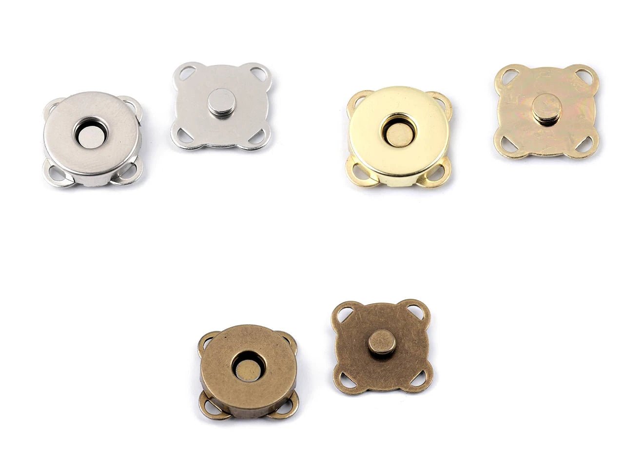 Sew-on magnetic clasp Ø14 mm silver (set of 5 pcs)