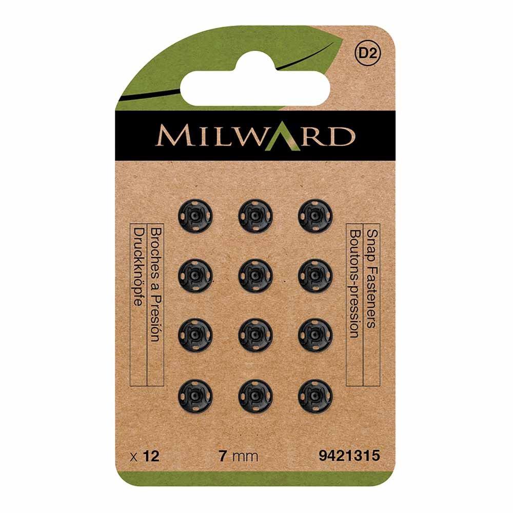 Boutons-pression à coudre Ø7 mm Milward - noirs