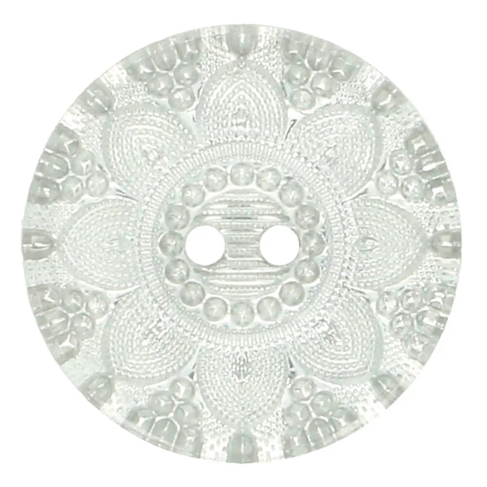 Boutons en plastique 11 mm - transparents avec motif argenté