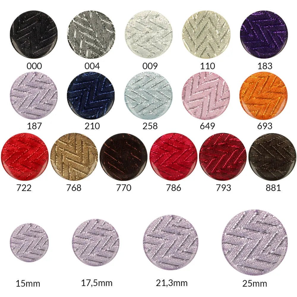 Plastic buttons 25 mm - silver zigzag motif