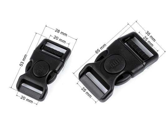 Plastic buckle - connector - frost-resistant 20 mm - black (10 pcs. per set)