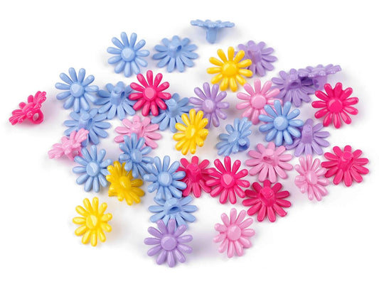 Bouton sur pied 15 mm - fleur bleu clair