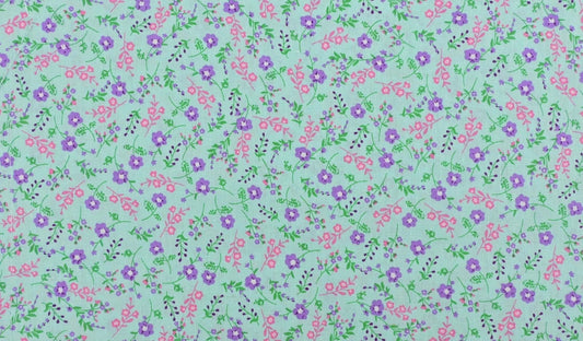 Premium 100% cotton fabric - flowers on a blue background 115 g/m²