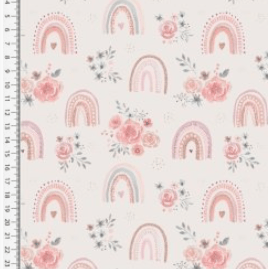 Image with Premium 100% cotton fabric - roses with rainbows 130 g/m² – available at Charlotte Fabrics