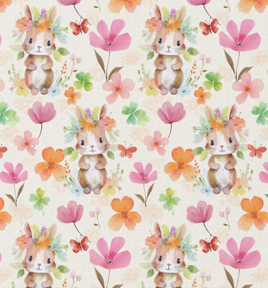 Image avec tissu Premium 100 % coton - lapinette dans les fleurs 115 g/m² – disponible chez les tissus de Charlotte