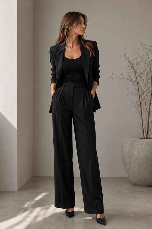 Image du tissu en laine mérinos Premium – noir – disponible en ligne chez Šarlotes audumi