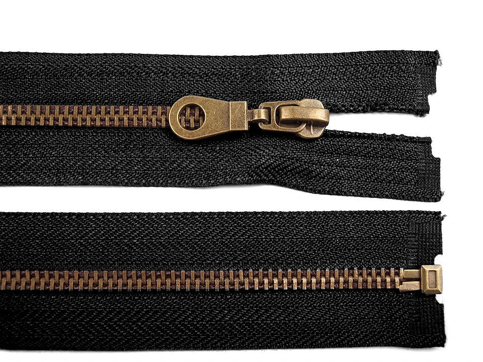 Metal zip fastening - antique black