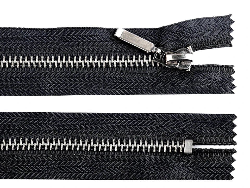 Zip métallique fermé - noir et argent