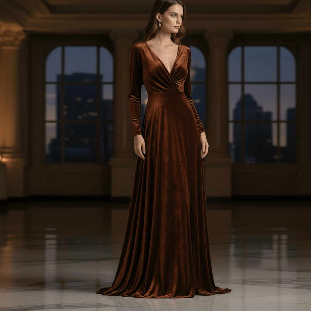 Image de velours avec élasthanne, cognac 240 g/m² – disponible chez Šarlotes audumi