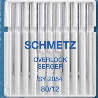 Image avec aiguilles universelles SCHMETZ pour surjeteuse SY 2054 - n°80 (10 pcs) – disponible chez Šarlotes audumi
