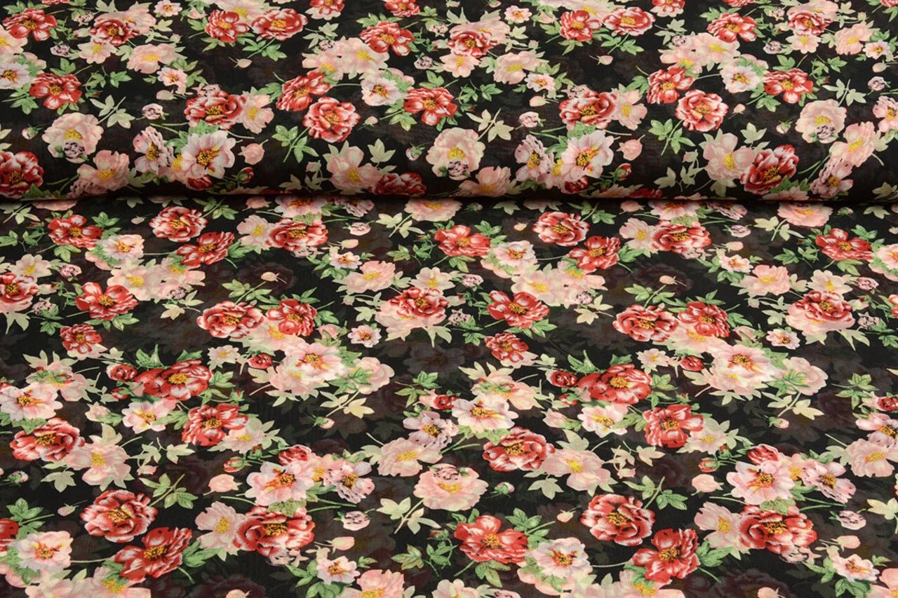 Chiffon - roses | 150 cm | 65 g/m²