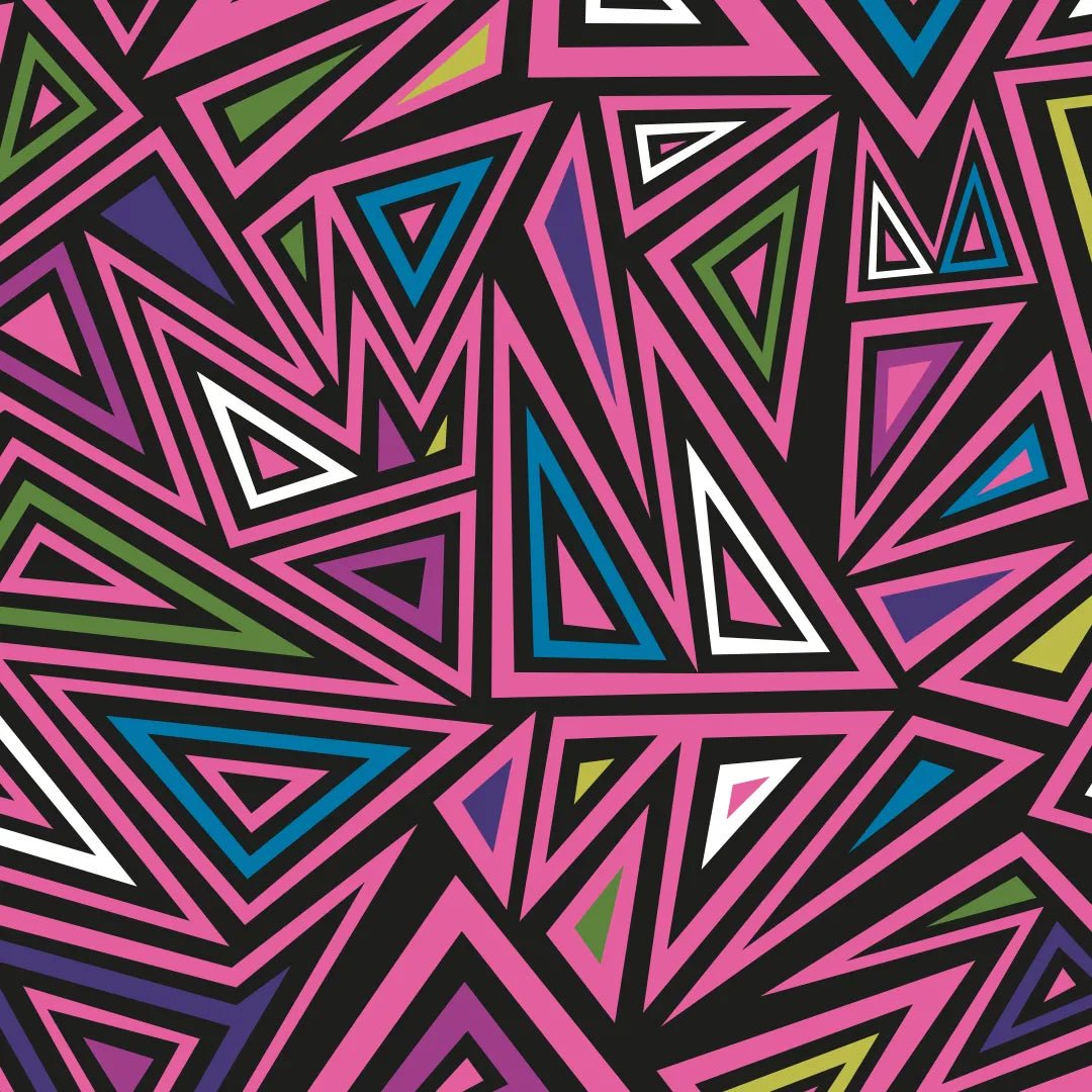 Tissu softshell avec élasthanne - motif triangles fuchsia 310 g/m²