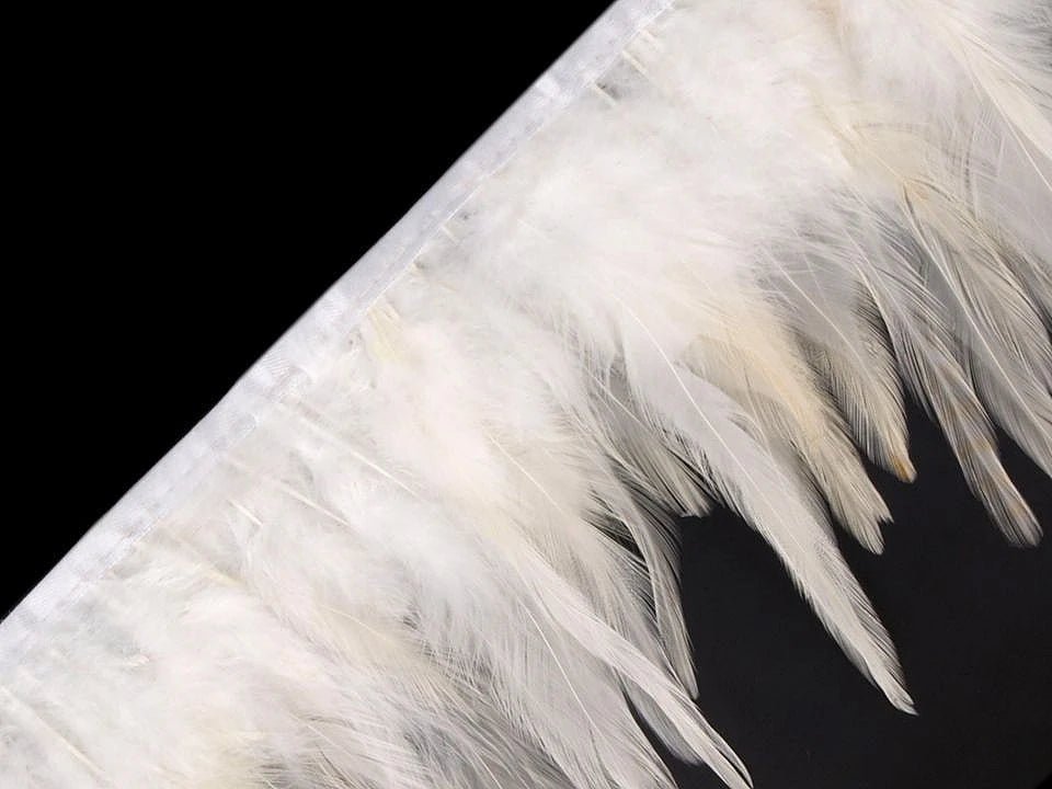 Bande de plumes (coq) 12 - 17 cm de large - blanches