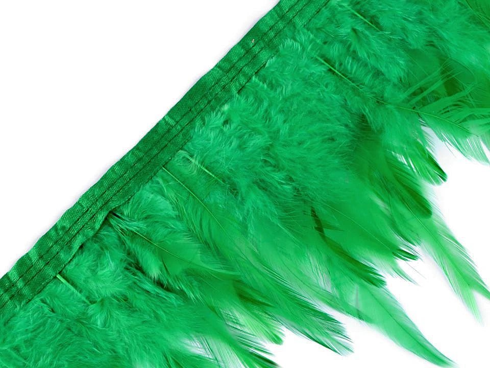 Ruban de plumes (coq) large de 12 - 17 cm - vert