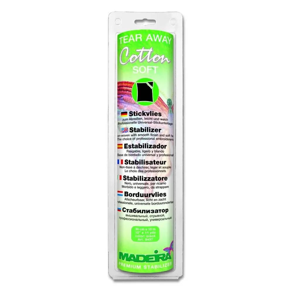 Stabilisateur de broderie déchirable Madeira Cotton Soft Black 30 cm × 10 m