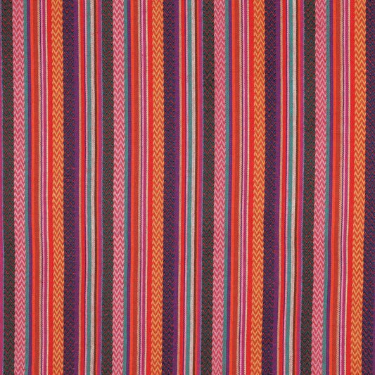 Ethnic pattern fabric - lilac, orange with red 200 g/m²