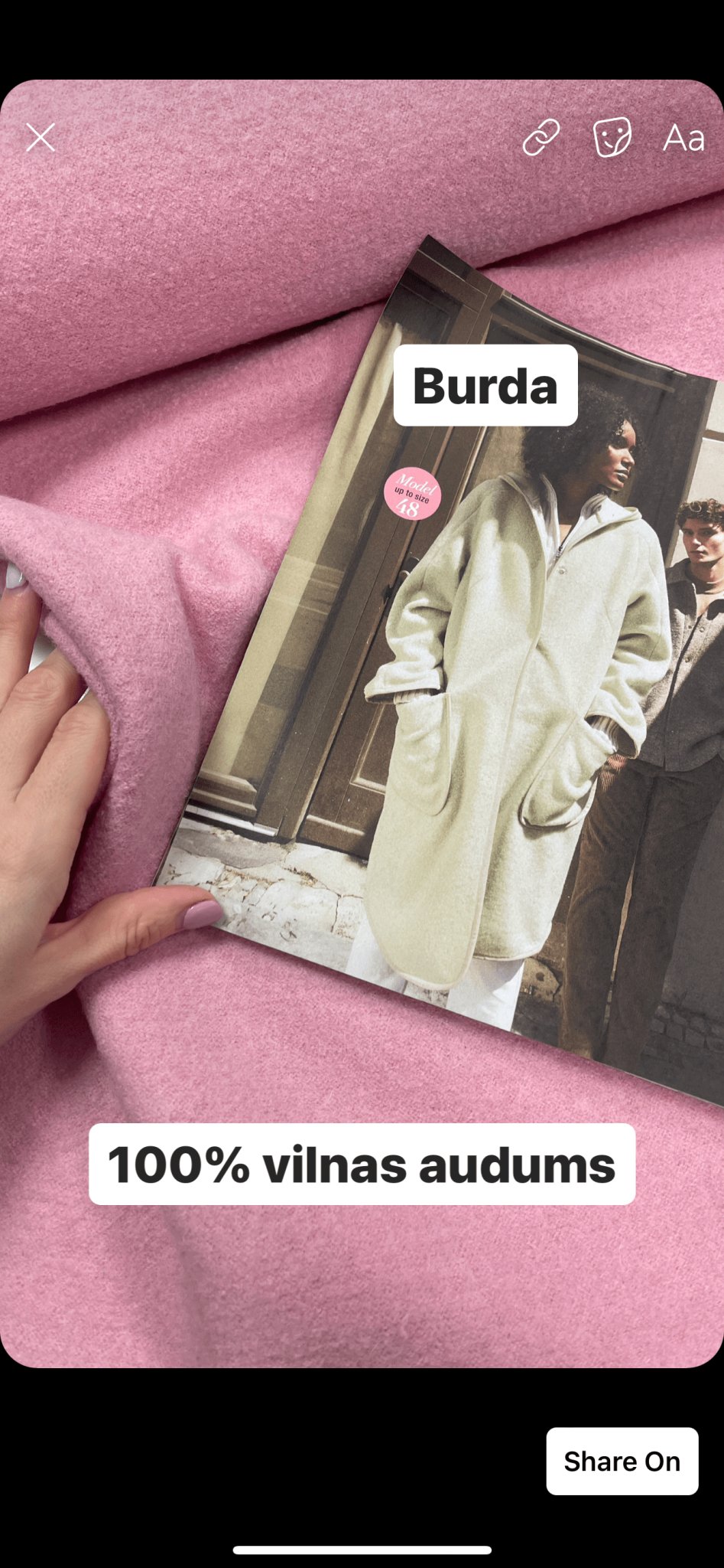 100% Wollstoff-rosa 385 g/m²