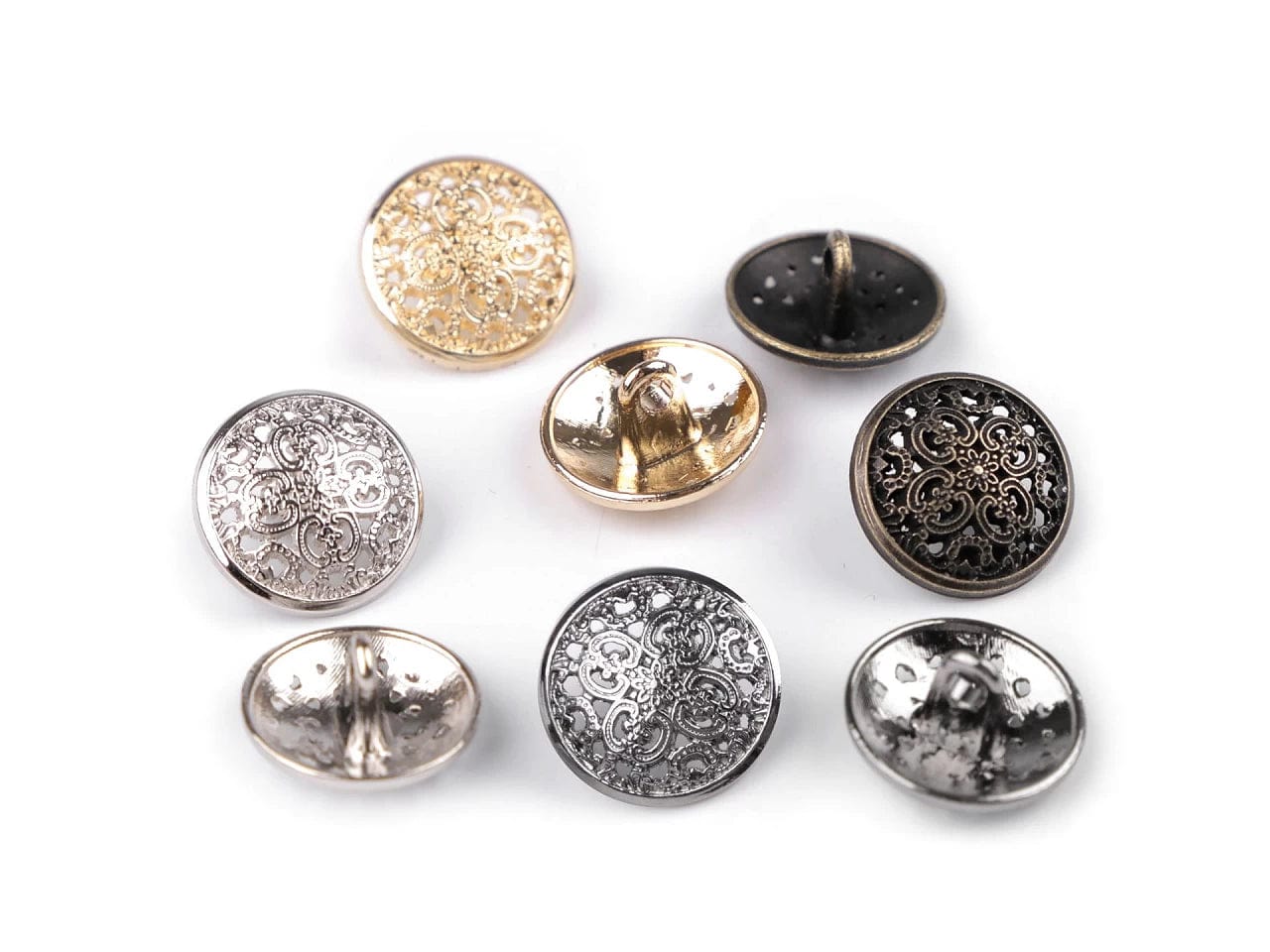 Metallknöpfe auf Stiel 15 mm-silber