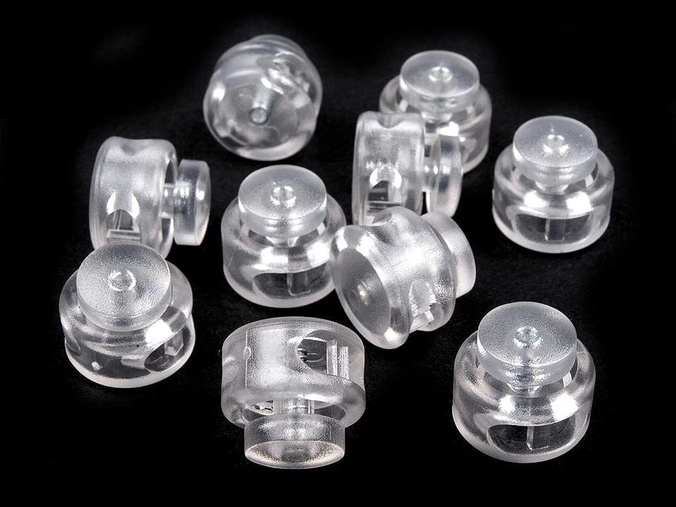 Kunststoff-Kordelstopper mit 2 Löchern 13x15 mm, transparent