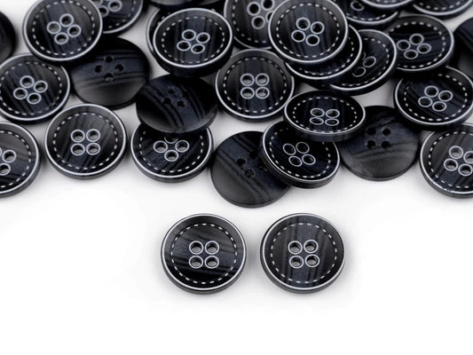 Plastic buttons 20 mm-dark blue with white accents