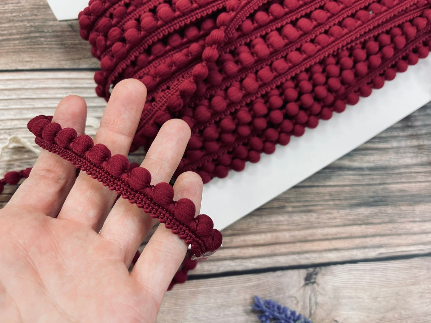 Pompom-Band 12 mm bordeaux