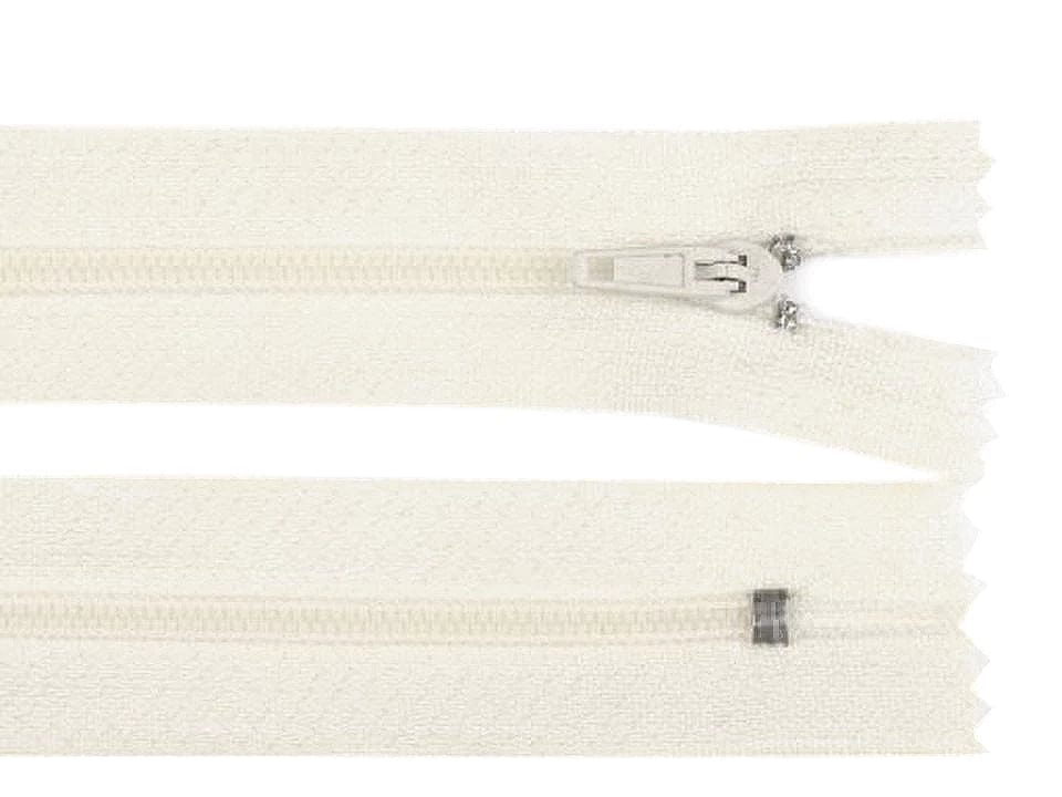 Concealed zipper, milky white