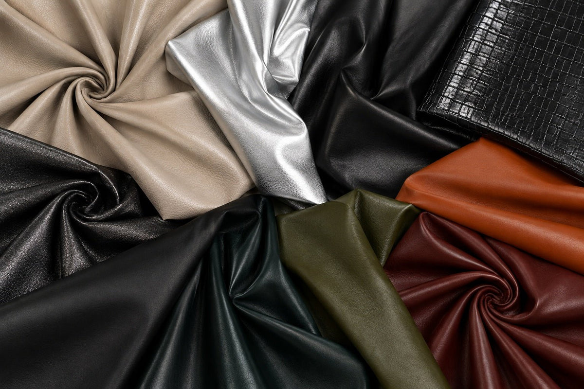 Tissu en cuir synthétique dans différentes couleurs et textures