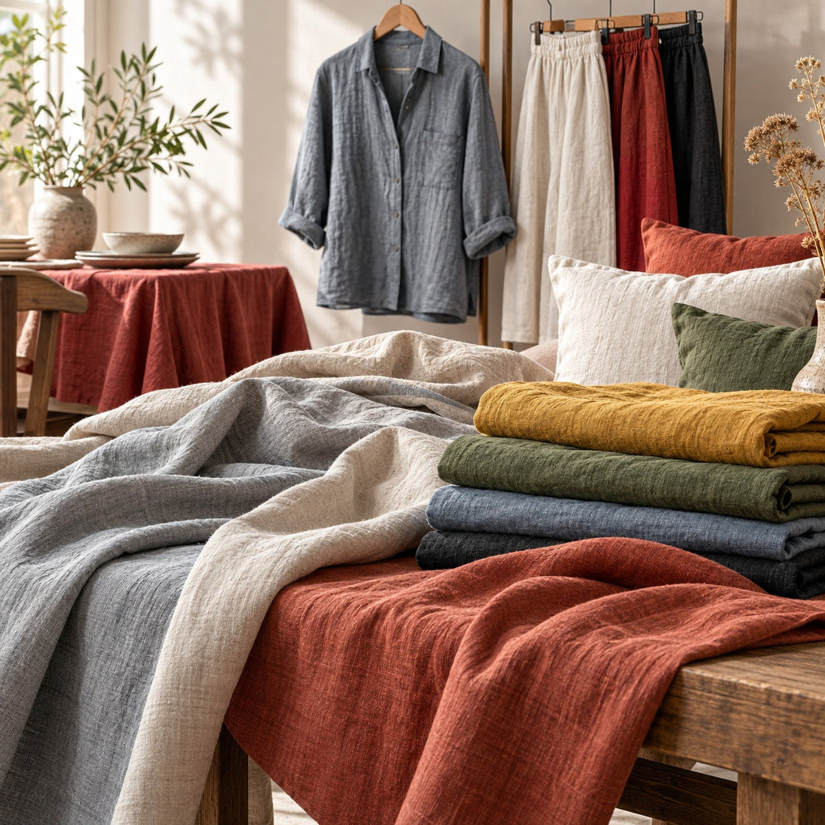 Tissu de lin lavé mi-épais 230 g/m² - Tissus de Šarlotes