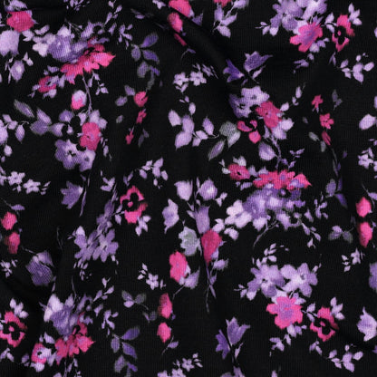 Jersey en coton, petites fleurs lilas délicates