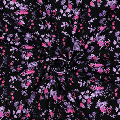Jersey en coton, petites fleurs lilas délicates