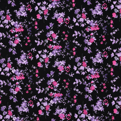 Jersey en coton, petites fleurs lilas délicates
