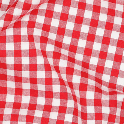 Premium 100 % Baumwollstoff, rot kariert, 110 g/m²