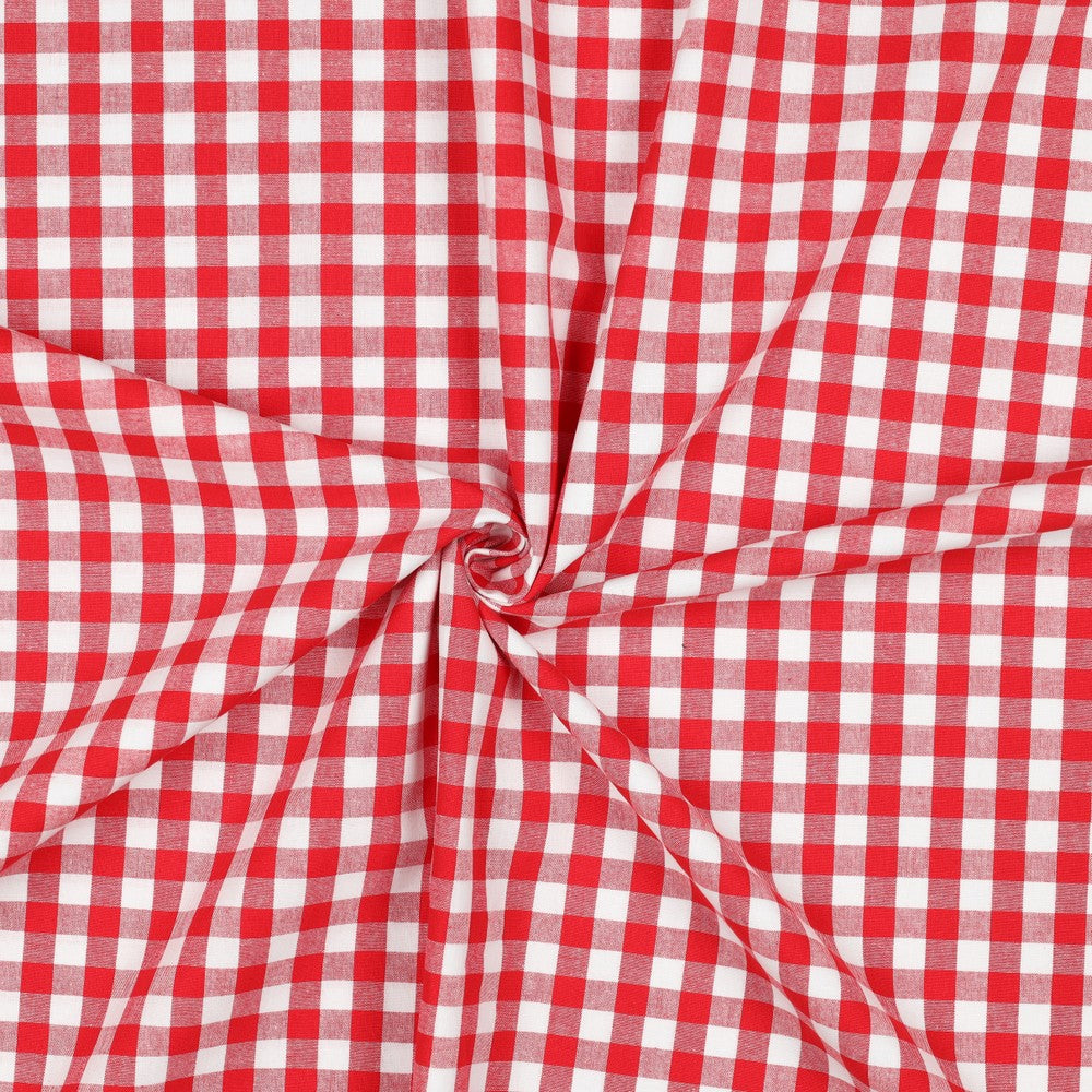 Premium 100 % Baumwollstoff, rot kariert, 110 g/m²