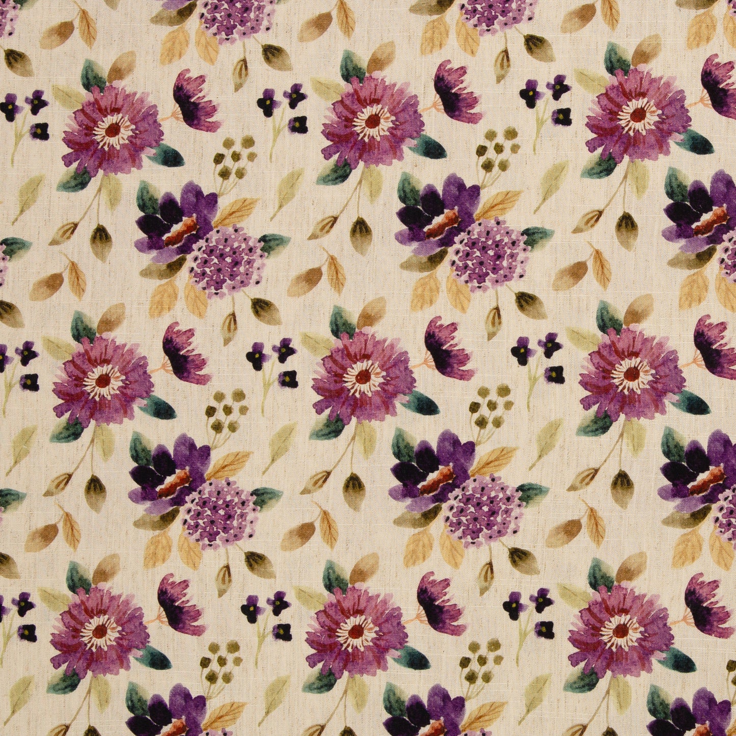 Lin et viscose - Aquarelle de fleurs d’automne
