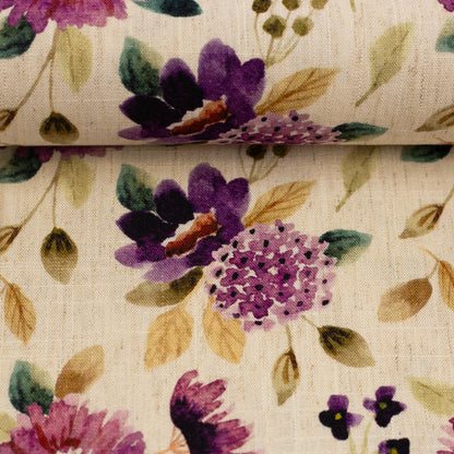 Lin et viscose - Aquarelle de fleurs d’automne