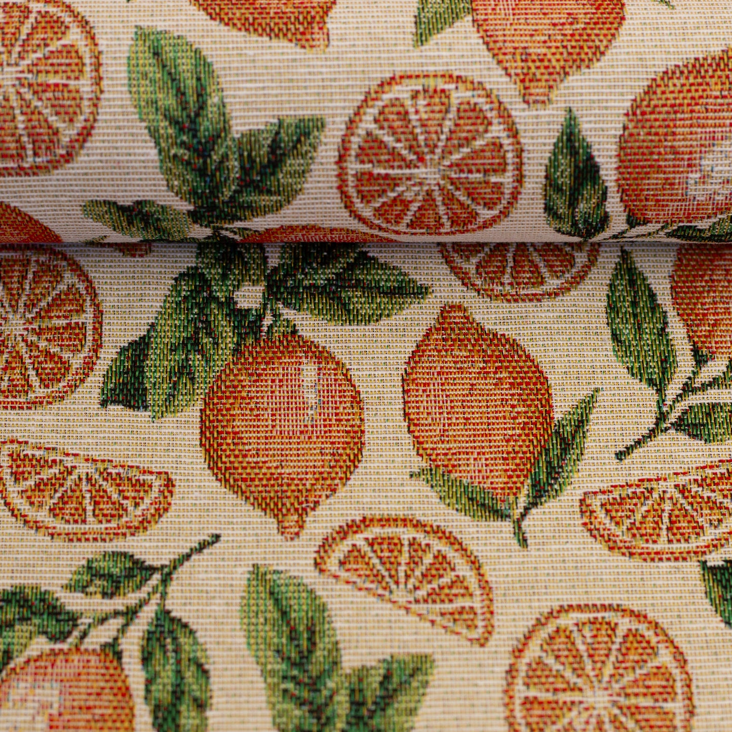 Gobelēns-citroni uz bēša fona