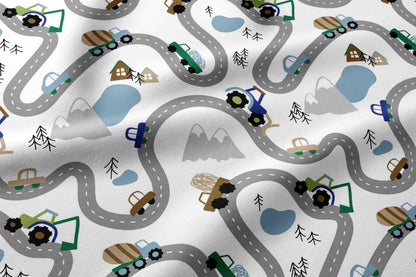 Image avec tissu 100 % coton - voitures sur la route, disponible en ligne, tissus Charlotte