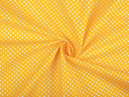 alt
100% Cotton fabric - white polka dots on a yellow background (4 mm) 130 g/m²