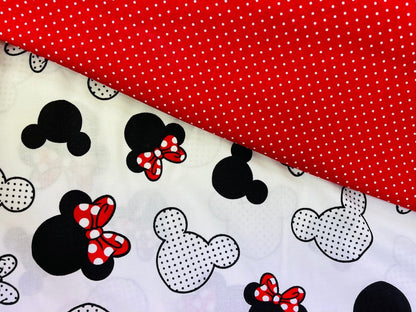 100% Cotton fabric - white dots on a red background (3 mm) 130 g/m²