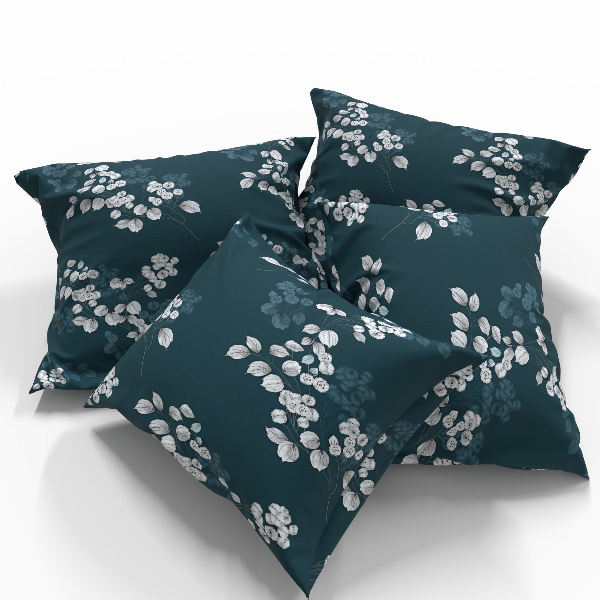 Tissu en coton 100 % - fleurs et feuilles élégantes blanches 220 cm 146 g/m² – disponible chez Šarlotes audumi